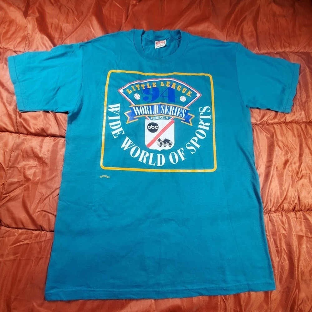Vintage 1994 Little League World Series ABC Sports Turquoise Shirt XL USA Made‎